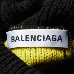 Balenciaga Black All Over Logo Wool Knit Distressed Sweater M