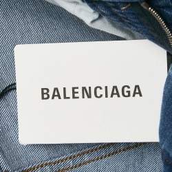 Pre Owned Balenciaga Blue Denim Distressed Hem Archetype Jeans S Waist 24"