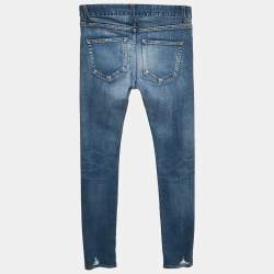 Pre Owned Balenciaga Blue Denim Distressed Hem Archetype Jeans S Waist 24"