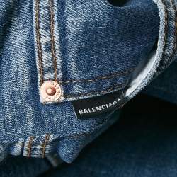 Pre Owned Balenciaga Blue Denim Distressed Hem Archetype Jeans S Waist 24"