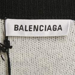 Balenciaga Black Allover Logo Jacquard Wool Crew Neck Oversized Jumper XS