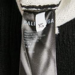 Balenciaga Black Allover Logo Jacquard Wool Crew Neck Oversized Jumper XS