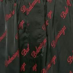 Pre Owned Balenciaga Homewear Black Fil Coupe Logo Satin Pyjama Pants S