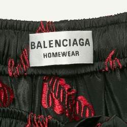 Pre Owned Balenciaga Homewear Black Fil Coupe Logo Satin Pyjama Pants S