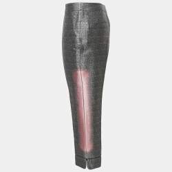 Balenciaga Multicolor Brocade Silk Tapered Leg Cropped Trousers M