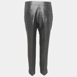 Balenciaga Multicolor Brocade Silk Tapered Leg Cropped Trousers M