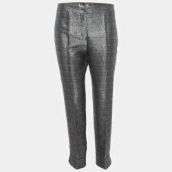 Balenciaga Multicolor Brocade Silk Tapered Leg Cropped Trousers M