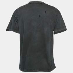 Balenciaga Vintage Effect Cotton Distressed Crew Neck T-Shirt M