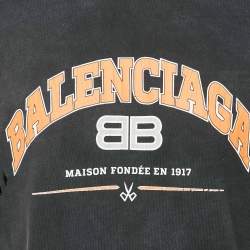 Balenciaga Vintage Effect Cotton Distressed Crew Neck T-Shirt M