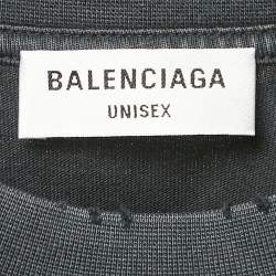 Balenciaga Vintage Effect Cotton Distressed Crew Neck T-Shirt M