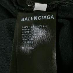 Balenciaga Vintage Effect Cotton Distressed Crew Neck T-Shirt M