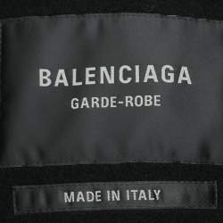 Balenciaga Black Wool Fringe Edge Hooded Cardi Coat M