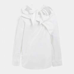 Pre Owned Balenciaga White Cotton Knotted Vareuse Shirt S