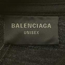 Pre Owned Balenciaga Black Logo Studded Cotton Knit Oversized Unisex T-Shirt M