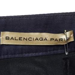 Pre Owned Balenciaga Navy Blue Cotton Mini Skirt M