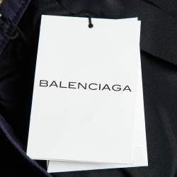 Pre Owned Balenciaga Navy Blue Cotton Mini Skirt M