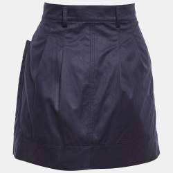 Pre Owned Balenciaga Navy Blue Cotton Mini Skirt M