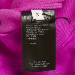 Pre Owned هودي بالينسياغا فوشيا بطبعة شعار رجالي كبير مقاس صغير