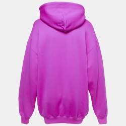 Pre Owned هودي بالينسياغا فوشيا بطبعة شعار رجالي كبير مقاس صغير