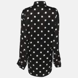 Pre Owned Balenciaga Wardrobe Black/White Satin Logo Print Shirt S