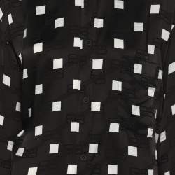 Pre Owned Balenciaga Wardrobe Black/White Satin Logo Print Shirt S