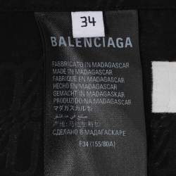 Pre Owned Balenciaga Wardrobe Black/White Satin Logo Print Shirt S