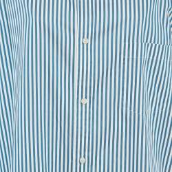 Pre Owned Balenciaga Blue Stripe Cotton Poplin Swing Shirt S
