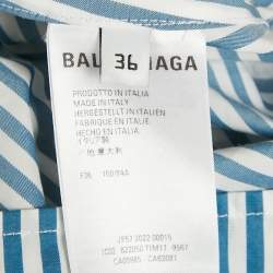 Pre Owned Balenciaga Blue Stripe Cotton Poplin Swing Shirt S