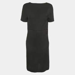 Pre Owned Balenciaga Black Crepe Shift Dress M