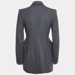 Pre Owned Balenciaga Blue Prince Of Wales Hourglass Structured Blazer S