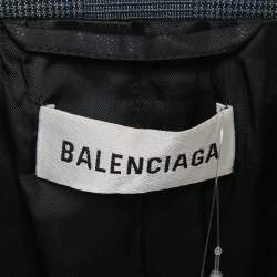 Pre Owned Balenciaga Blue Prince Of Wales Hourglass Structured Blazer S