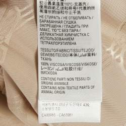Pre Owned Balenciaga Beige Logo Jacquard Satin Trousers L