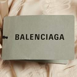Pre Owned Balenciaga Beige Logo Jacquard Satin Trousers L