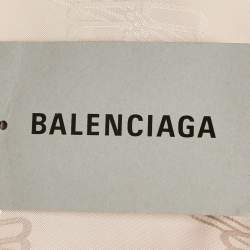 Pre Owned Balenciaga Beige Logo Jacquard Satin Shirt M
