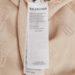 Pre Owned Balenciaga Beige Logo Jacquard Satin Shirt M
