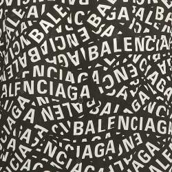 Pre Owned Balenciaga Homewear Black Logo All-Over Silk Pajama Set S
