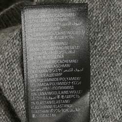 Pre Owned Balenciaga Grey Logo All-Over Print Cashmere Crewneck Sweater S