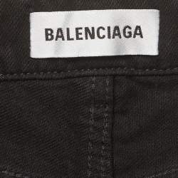 Pre Owned بنطال جينز دينيم عالي الارتفاع بالنسياغا أسود مقاس وسط (ميديم) خصر 28''