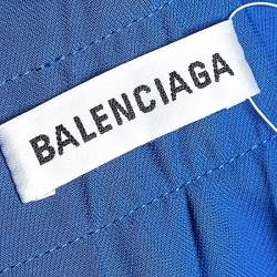 Balenciaga Blue Crepe Overlay Detailed Pleated Skirt M