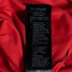 Pre Owned Balenciaga Red Distressed Stonewashed Cotton Logo Printed T-Shirt XXS