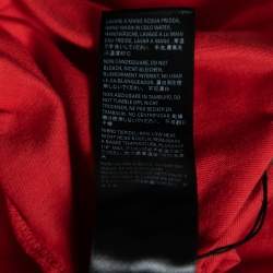 Pre Owned Balenciaga Red Distressed Stonewashed Cotton Logo Printed T-Shirt XXS