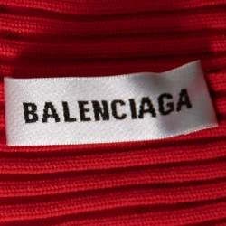 Pre Owned Balenciaga Red Logo Allover Knitwear Turtleneck Top XL