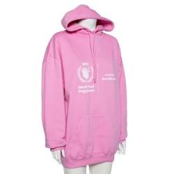 Pre Owned Balenciaga Pink Cotton World Food Programme Logo Printed Hoodie XS