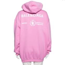 Pre Owned Balenciaga Pink Cotton World Food Programme Logo Printed Hoodie XS