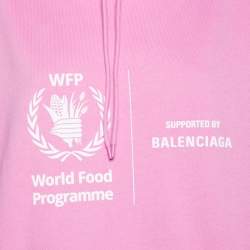 Pre Owned Balenciaga Pink Cotton World Food Programme Logo Printed Hoodie XS