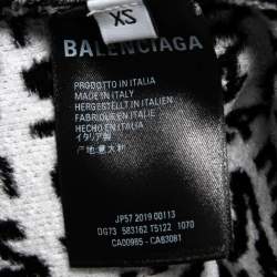 Balenciaga White & Black Wavy Logo Knitted Crew Neck Top XS