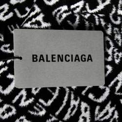 Balenciaga White & Black Wavy Logo Knitted Crew Neck Top XS