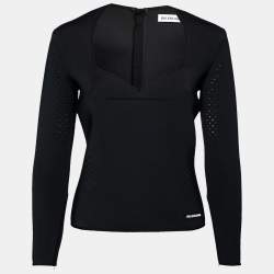 Balenciaga Black Perforated Neoprene Piaf Top M