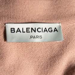 Pre Owned Balenciaga Peach Knit Pocketed Sleeveless Dress M