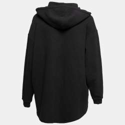Pre Owned Balenciaga Black Cotton Embroidered Detail Hoodie M